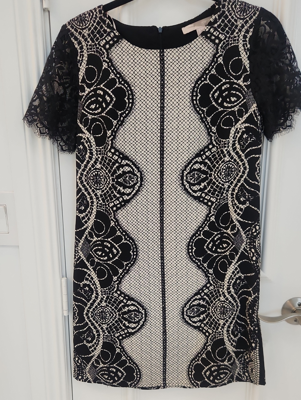 Forever 21 Black and Cream Lace Overlay Mini Dress